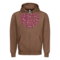 Chestnut breast cancer ribbon heart Zipper Hoodie - AdoDesignShop