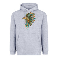 Heather Grey indian leopard headdress blue Heavyweight Hoodie - BarkalooDesign