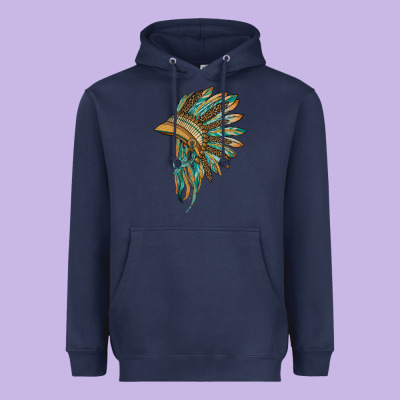 Indian Leopard Headdress Blue Heavyweight Hoodie Designed By Barkaloodesign
