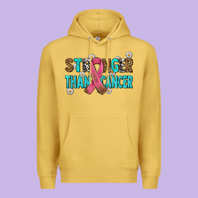 Stronger Than Cancer With Cancer Ribbon Premium Hoodie Designed By Adodesignshop