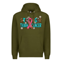Army Green stronger than cancer with cancer ribbon Premium Hoodie - AdoDesignShop