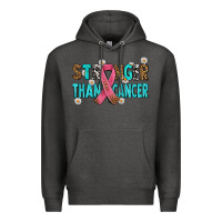Charcoal Heather stronger than cancer with cancer ribbon Premium Hoodie - AdoDesignShop
