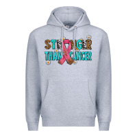 Heather Grey stronger than cancer with cancer ribbon Premium Hoodie - AdoDesignShop