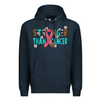 Navy stronger than cancer with cancer ribbon Premium Hoodie - AdoDesignShop