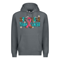 Rock stronger than cancer with cancer ribbon Premium Hoodie - AdoDesignShop