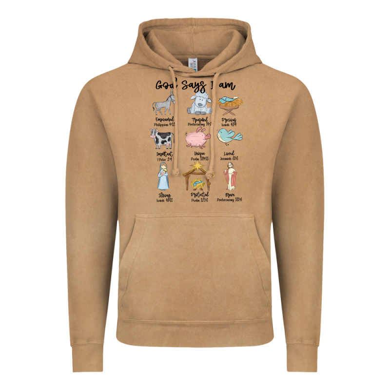 God Says I Am Vintage Hoodie by MaliasSmallBusiness | Teevron