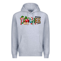 Heather Grey christmas teacher Premium Hoodie - NancyCooperArtShop
