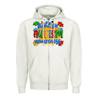 Oatmeal Heather fight for autism awareness Zipper Hoodie - Artiststas
