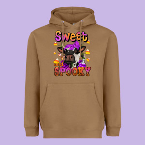 Sweet And Spooky Halloween Cow Heavyweight Hoodie Designed By Jasminsmagicworld