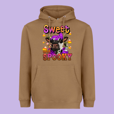 Sweet And Spooky Halloween Cow Heavyweight Hoodie Designed By Jasminsmagicworld