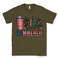 Army Green Star Spangled Hammered Classic Tee - CowhideDigitalArt