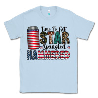 Dusty Blue Star Spangled Hammered Classic Tee - CowhideDigitalArt