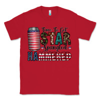 Red Star Spangled Hammered Classic Tee - CowhideDigitalArt