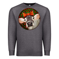 Charcoal Heather Christmas Cow, Premium Sweatshirt - Jasminsmagicworld