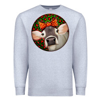Heather Grey Christmas Cow, Premium Sweatshirt - Jasminsmagicworld