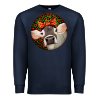 Navy Christmas Cow, Premium Sweatshirt - Jasminsmagicworld