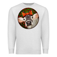 Oatmeal Heather Christmas Cow, Premium Sweatshirt - Jasminsmagicworld
