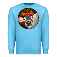 Ocean Blue Christmas Cow, Premium Sweatshirt - Jasminsmagicworld