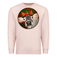 Pale Pink Christmas Cow, Premium Sweatshirt - Jasminsmagicworld