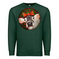 Sports Green Christmas Cow, Premium Sweatshirt - Jasminsmagicworld