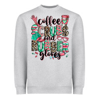 Heather Grey coffee scrubs and rubber gloves Heavyweight Sweatshirt - RanaPortraitStore