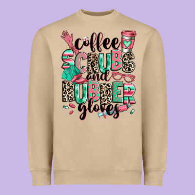 Heavyweight Sweatshirt coffee scrubs and rubber gloves