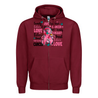 Burgundy breast cancer ribbons with cancer words Zipper Hoodie - AdoDesignShop