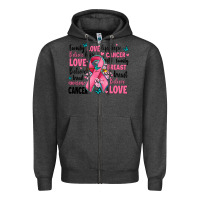 Charcoal Heather breast cancer ribbons with cancer words Zipper Hoodie - AdoDesignShop