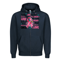 Navy breast cancer ribbons with cancer words Zipper Hoodie - AdoDesignShop
