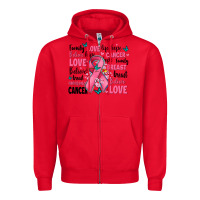 Red breast cancer ribbons with cancer words Zipper Hoodie - AdoDesignShop