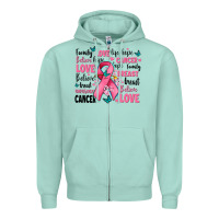 Seafoam breast cancer ribbons with cancer words Zipper Hoodie - AdoDesignShop