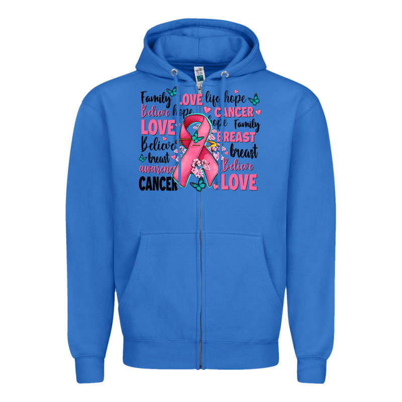 Breast Cancer Ribbons With Cancer Words Zipper Hoodie by AdoDesignShop | Teevron