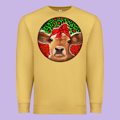 Christmas Cow Premium Sweatshirt Designed By Jasminsmagicworld