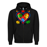 Black autism heart Zipper Hoodie - Artiststas