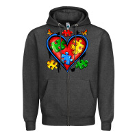 Charcoal Heather autism heart Zipper Hoodie - Artiststas