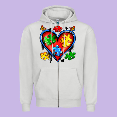 Autism Heart Zipper Hoodie Designed By Artiststas