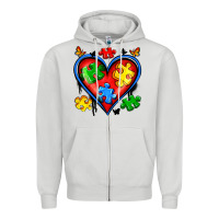 Dove Grey autism heart Zipper Hoodie - Artiststas