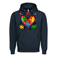 Navy autism heart Zipper Hoodie - Artiststas