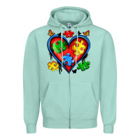 Seafoam autism heart Zipper Hoodie - Artiststas