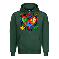Sports Green autism heart Zipper Hoodie - Artiststas