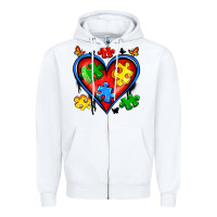 White autism heart Zipper Hoodie - Artiststas