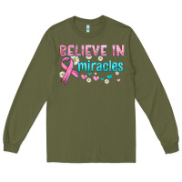 Army Green believe in miracles with ribbon Long Sleeve Tee - HRA Design Shop