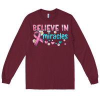 Burgundy believe in miracles with ribbon Long Sleeve Tee - HRA Design Shop