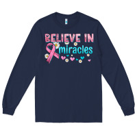 Navy believe in miracles with ribbon Long Sleeve Tee - HRA Design Shop