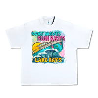 White boat waves sun rays lake days Urban Heavy Tee - texasbilliewilder