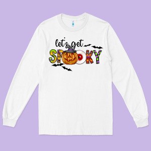 Let's Get Spooky Long Sleeve Tee Designed By Cowhidedigitalart