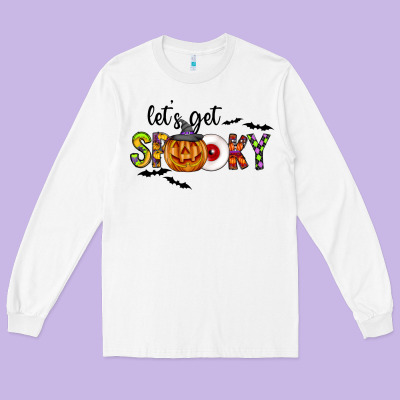 Let's Get Spooky Long Sleeve Tee Designed By Cowhidedigitalart