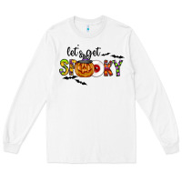 White Let's Get Spooky Long Sleeve Tee - CowhideDigitalArt