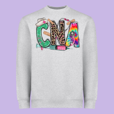 Heavyweight Sweatshirt cna nurse tie dye leopard