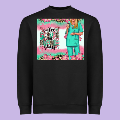 Heavyweight Sweatshirt coffee scrubs rubber gloves nurse